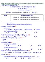 Đề kiểm tra cuối năm Toán lớp 1 - Năm học 2016-2017 - Trường Tiểu học La Ngâu